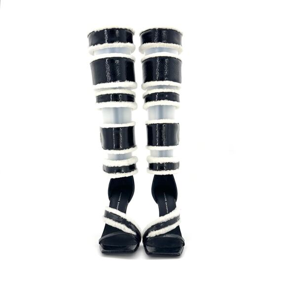NIB Giuseppe Zanotti Vanilla Winter Shearling Knee High Gladiator Sandals 37 - Picture 6 of 9